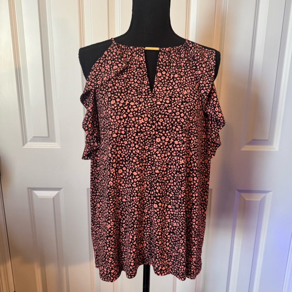 Women's MK Black and Pink Floral Top
